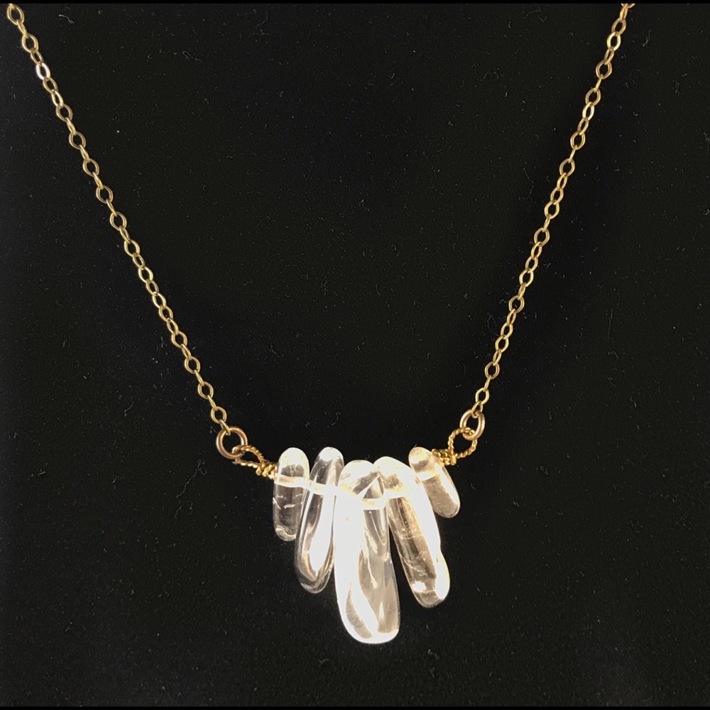 Icicle cluster glass beaded necklace